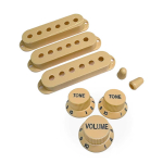 AxLabs AX-LSSMCRB Set Modern Single Coil Pickup Covers (52/50/48mm), Knoppenset en Schakelaarknoppen Crème - Zwarte Belettering