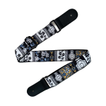 CLXmusic CWUS3-7 Geweven Ukulele Band Bloemen Zwart/Blauw/Geel (Motief 7)