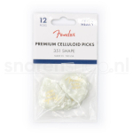 Fender 351 Shape Premium Celluloid Plectrums Extra Heavy 12-Pack - White Moto 1980351605