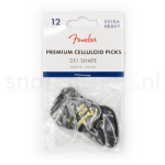 Fender 351 Shape Premium Celluloid Plectrums Extra Heavy 12-Pack - Black Moto 1980351643