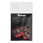 Ibanez PPA16HSG-RD Grip Wizard Sand Grip 1.0mm Jazz Plectrum 6-Pack - Rood