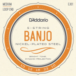 D'Addario EJ61 Nickel Plated Steel Banjo Snaren 5-Snarig (10-23)