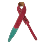 Levy's MSTT317WH-FCA Suède Gitaarband Rood/Mintgroen - Aanbieding, op = op