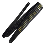 Richter Springbreak I Vegan Lederen Gitaarband Bling Bling Black / Gold Pan Head Studs 1954