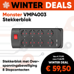 Monster VMP4003 Stekkerblok met Overspanningsbeveiliging 8 Stopcontacten