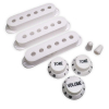 AxLabs AX-LSSMWHB Set Modern Single Coil Pickup Covers (52/50/48mm), Knoppenset en Schakelaarknoppen Wit - Zwarte Belettering