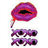 Rozanna's Violins Guitar Decal Sexy Lips Purple & XOXO