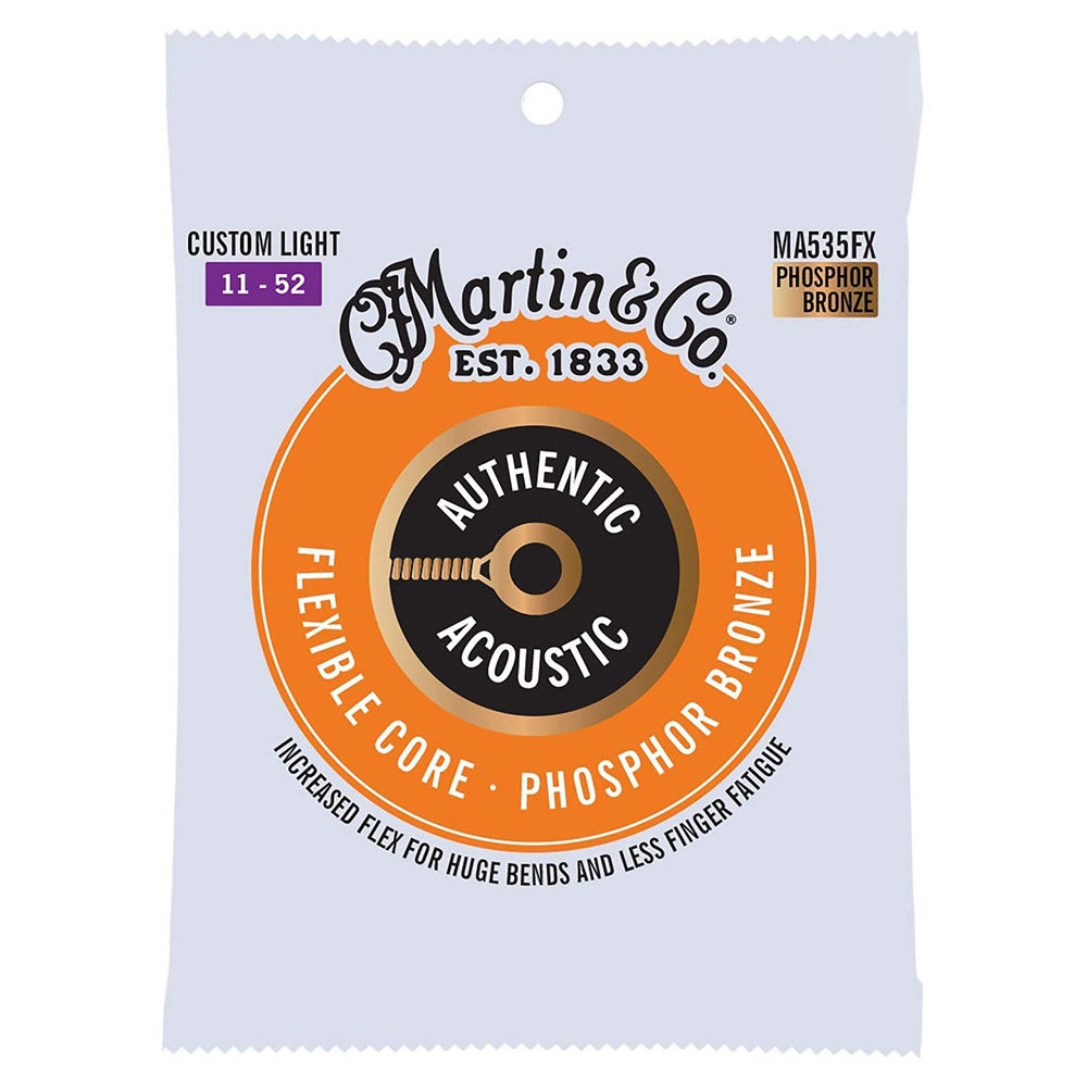 Martin MA535FX Flexible Core Akoestische Gitaarsnaren Phosphor Bronze, Custom Light (11-52)